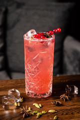 cocktail with anise and red currant