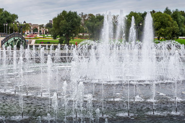 Splashing water of ground fountain