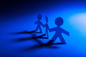 Children Paper People Holding Hands