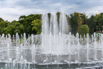 Splashing water of ground fountain