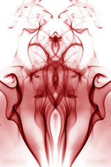 Toxic fumes movement on a white background..Red smoke movement on a white background.