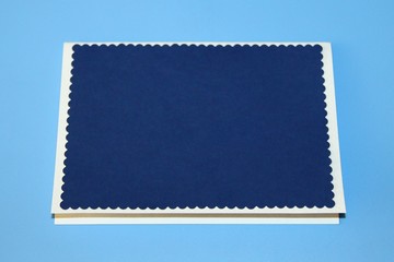 rectangle blue greeting card with wavy outline pattern