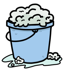 water bucket and soap foam