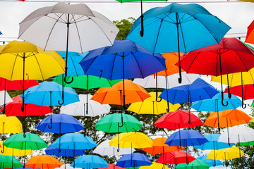 Fototapeta na wymiar Multi Colored umbrellas.