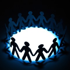 Paper People in a Circle Holding Hands