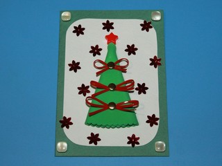Christmas card green foam tree handwork holiday gift merry christmass