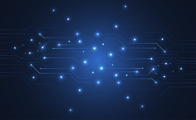 Abstract background with technology circuit board texture. Electronic motherboard illustration. Communication and engineering concept. Vector illustration