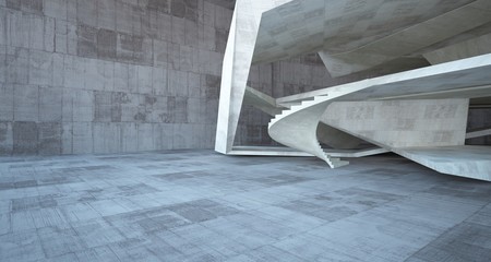 Abstract architectural brown and beige concrete interior of a minimalist house. 3D illustration and rendering