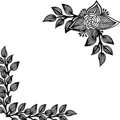 Decoration floral frame, drawing unique of flower and leaf, for various of cards. Vector