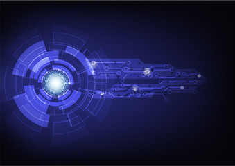 Abstract blue technology background.Vector circle and electricity line with blue electronic cycle.Digital data , circuit board, Scientific background,Digital art and Abstract background concept.