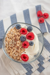 Granola with yogurt and berries for healthy breakfast