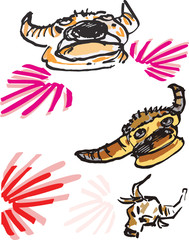  funny buffalo cartoon character express emotion