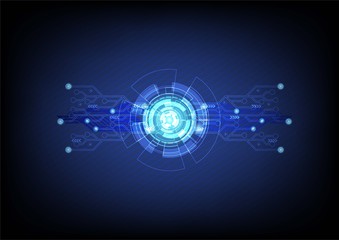 Abstract blue technology background.Vector circle and electricity line with blue electronic cycle.Digital data , circuit board, Scientific background,Digital art and Abstract background concept.