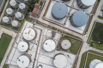 Aerial view of the pipelines and storage tanks