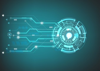 Abstract blue technology background.Vector circle and electricity line with blue electronic cycle.Digital data , circuit board, Scientific background,Digital art and Abstract background concept.