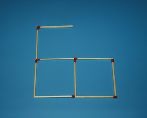 Wooden matchstick logic puzzle task geometric shape square