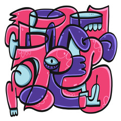 Trendy doodle fun on a white background.