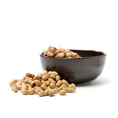 Peanuts on a white background