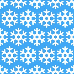 White geometric snowflakes on Blue winter seamless pattern
