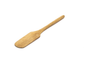 Old wooden isolated spoon on white background