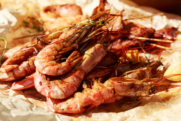 King prawns close up