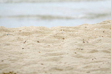 Fototapeta na wymiar Sand beach with close up shop