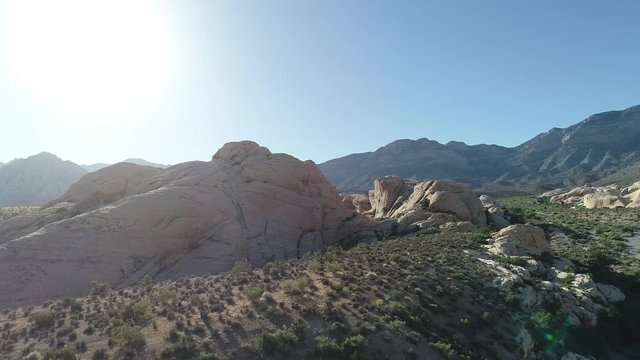Aerial Zoom-Out View of Rock Outcropping - Red Rock Canyon