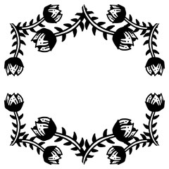 Art modern with design floral frame, isolated on a white backdrop. Vector