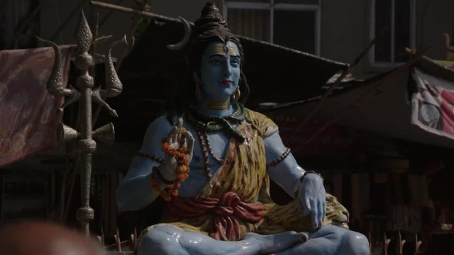 Slow motion krishna religious figure in India