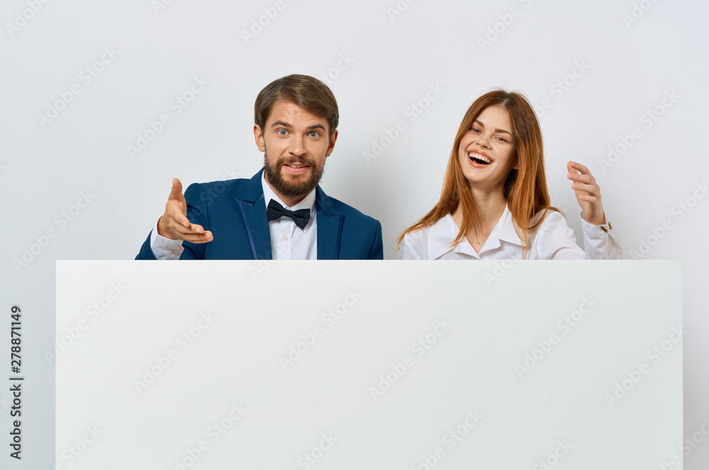 Wall mural group of business people holding banner