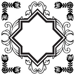 Fototapeta premium Template flower frame, isolated on white backdrop, ornament cards. Vector