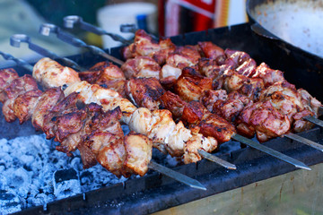 Meat kebab on skewers