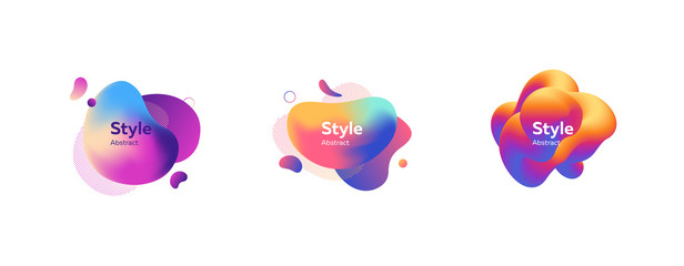 Set of beautiful multi-colored abstract dynamical shapes. Vector illustration. Can be used for advertising, marketing, presentation