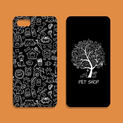 Mobile phone cover design, pet shop identity