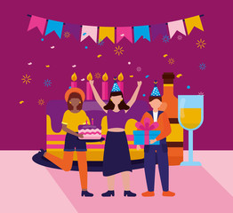 happy birthday people flat design