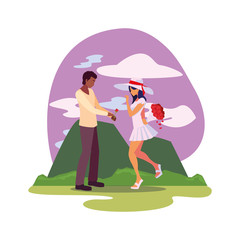 man giving flower a woman romantic