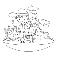 Teenager boy and girl cartoon design