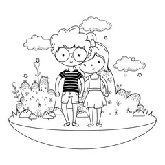 Teenager boy and girl cartoon design