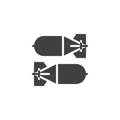 Nuclear bomb vector icon. filled flat sign for mobile concept and web design. Atomic air bomb glyph icon. War symbol, logo illustration. Vector graphics