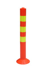 Red plastic traffic safety cone stick isolated on white background