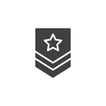 Military rank vector icon. Army badge filled flat sign for mobile concept and web design. Officer rank star glyph icon. Force emblem symbol, logo illustration. Vector graphics