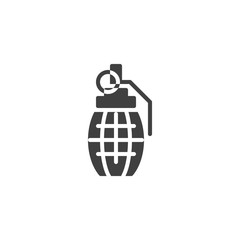 Hand grenade vector icon. filled flat sign for mobile concept and web design. Military frag grenade glyph icon. Ammunition symbol, logo illustration. Vector graphics