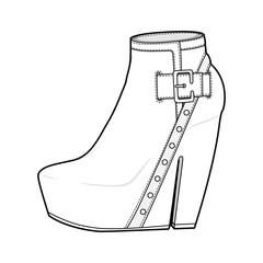 Shoes fashion flat sketch template