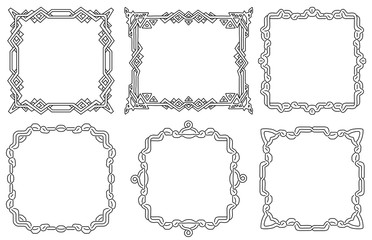 Set of decorative vintage frames. Hand-drawn vector illustration on white background