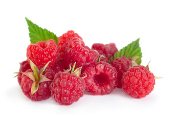 Raspberry fruit closeup isolated on white background