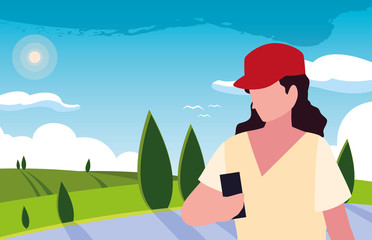 young man using smartphone social media