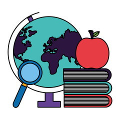 back to school world map and set supplies