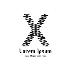 Design of alphabet letter X with wavy lines stripe as a logo for a company or business