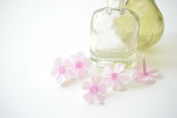 ガラス瓶とフロックスの花