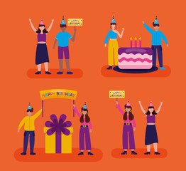 happy birthday people flat design